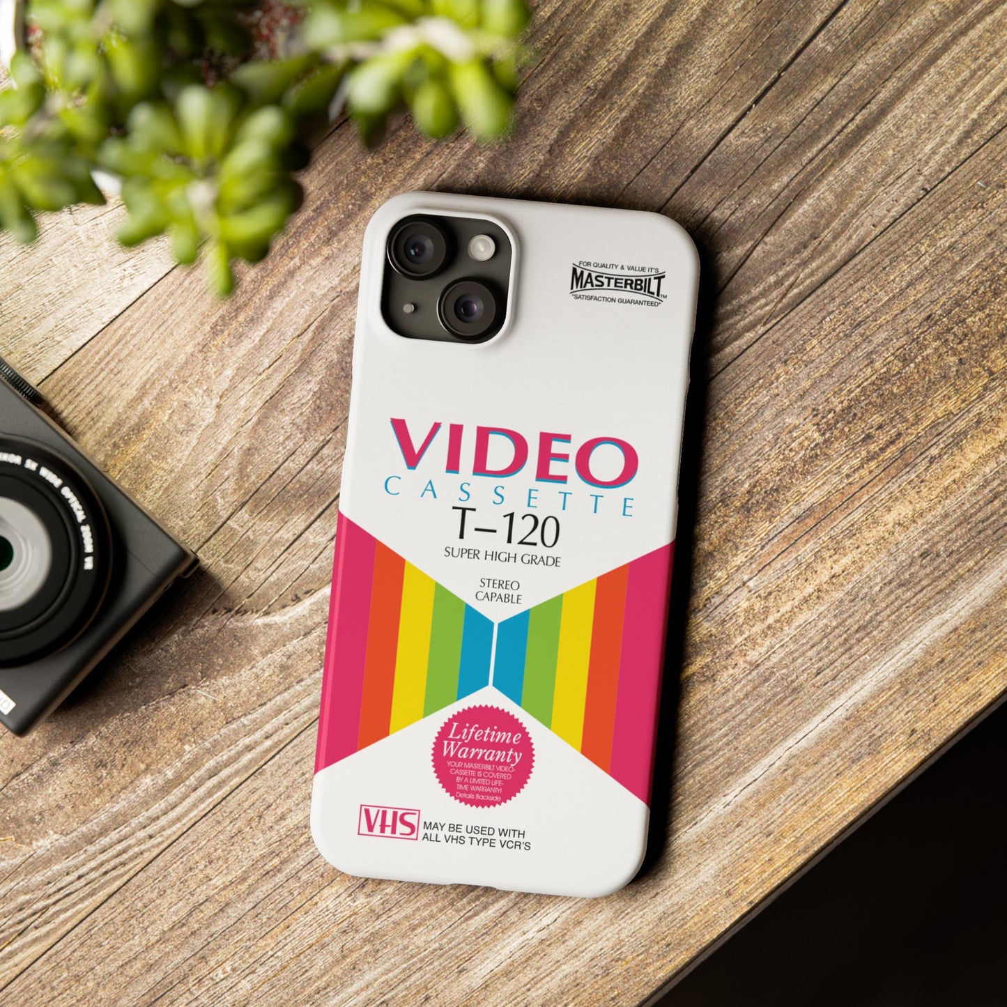 VHS Visions - retro Masterbilt T-120 Super High Grade VHS tape inspired slim iPhone cases