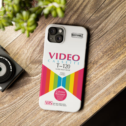 VHS Visions - retro Masterbilt T-120 Super High Grade VHS tape inspired slim iPhone cases