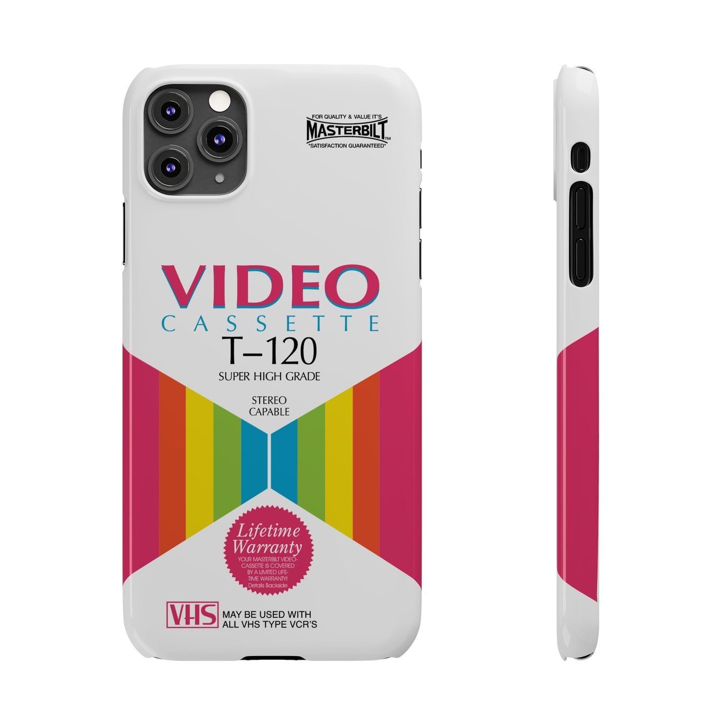 VHS Visions - retro Masterbilt T-120 Super High Grade VHS tape inspired slim iPhone cases