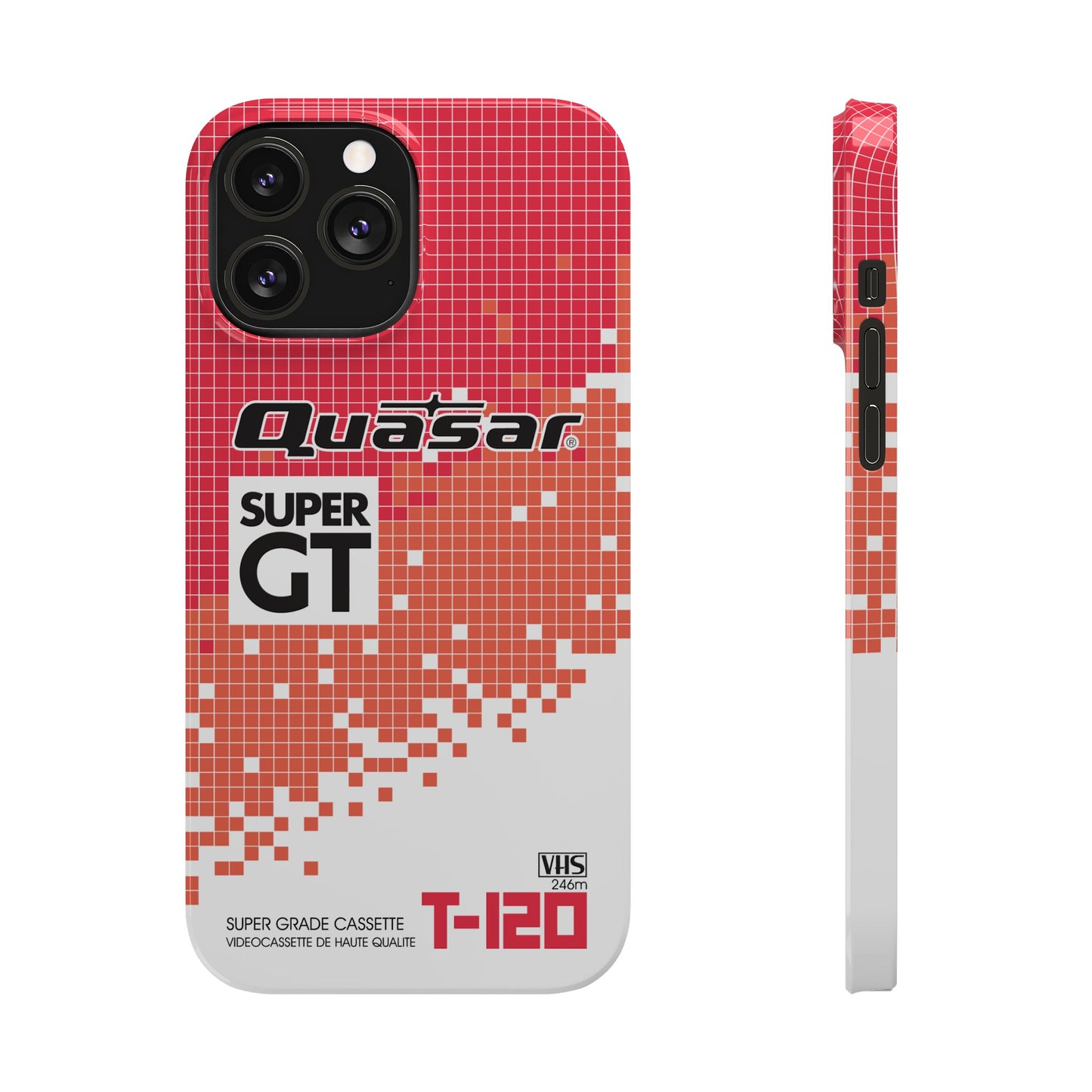 VHS Visions - retro Quasar Super GT T-120 VHS tape inspired slim iPhone cases