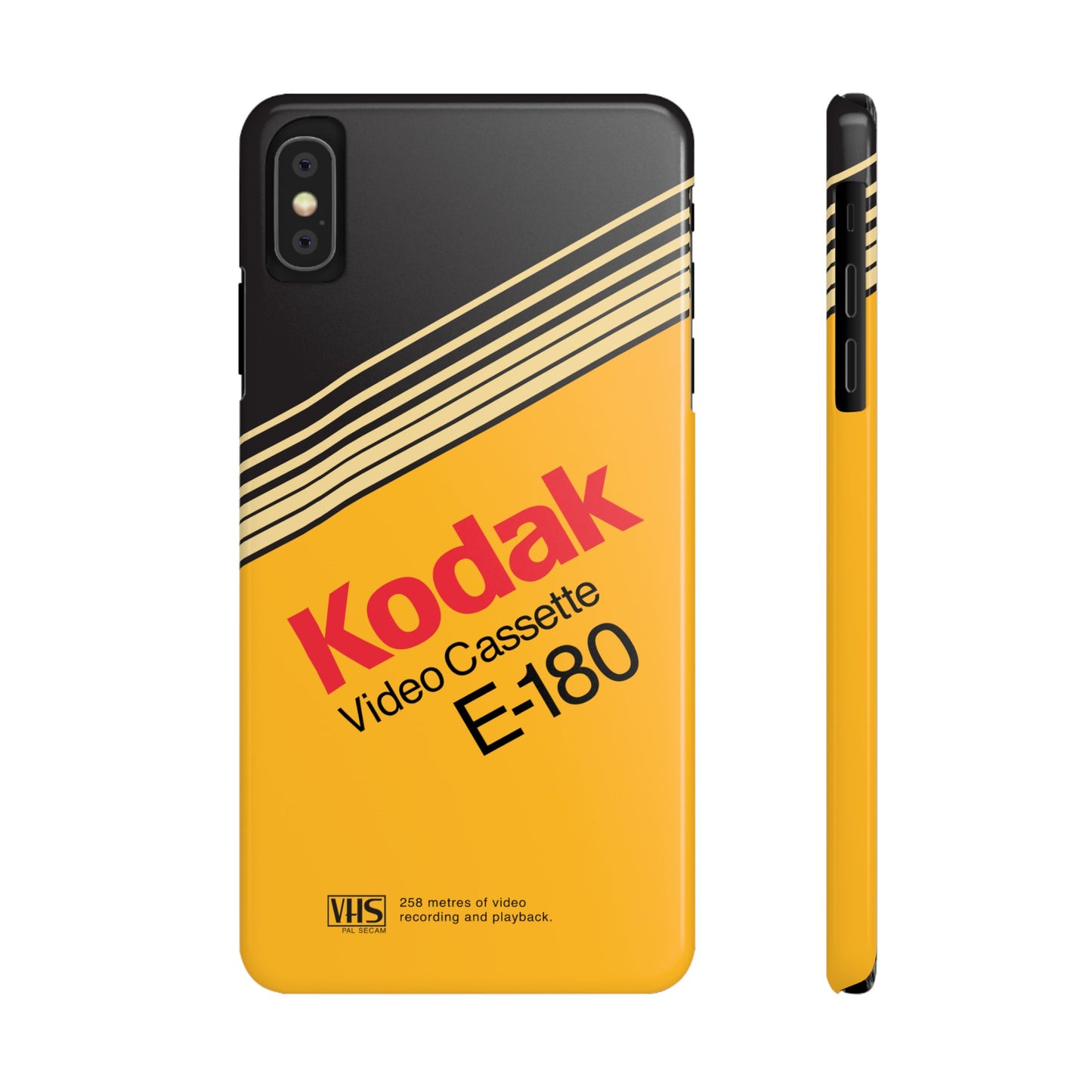 VHS Visions - retro Kodak E180 VHS tape inspired slim iPhone cases
