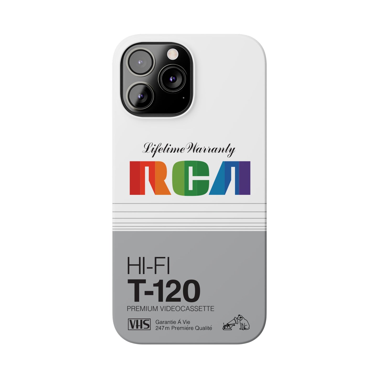 VHS Visions - retro RCA HI FI T-120 VHS tape inspired slim iPhone cases