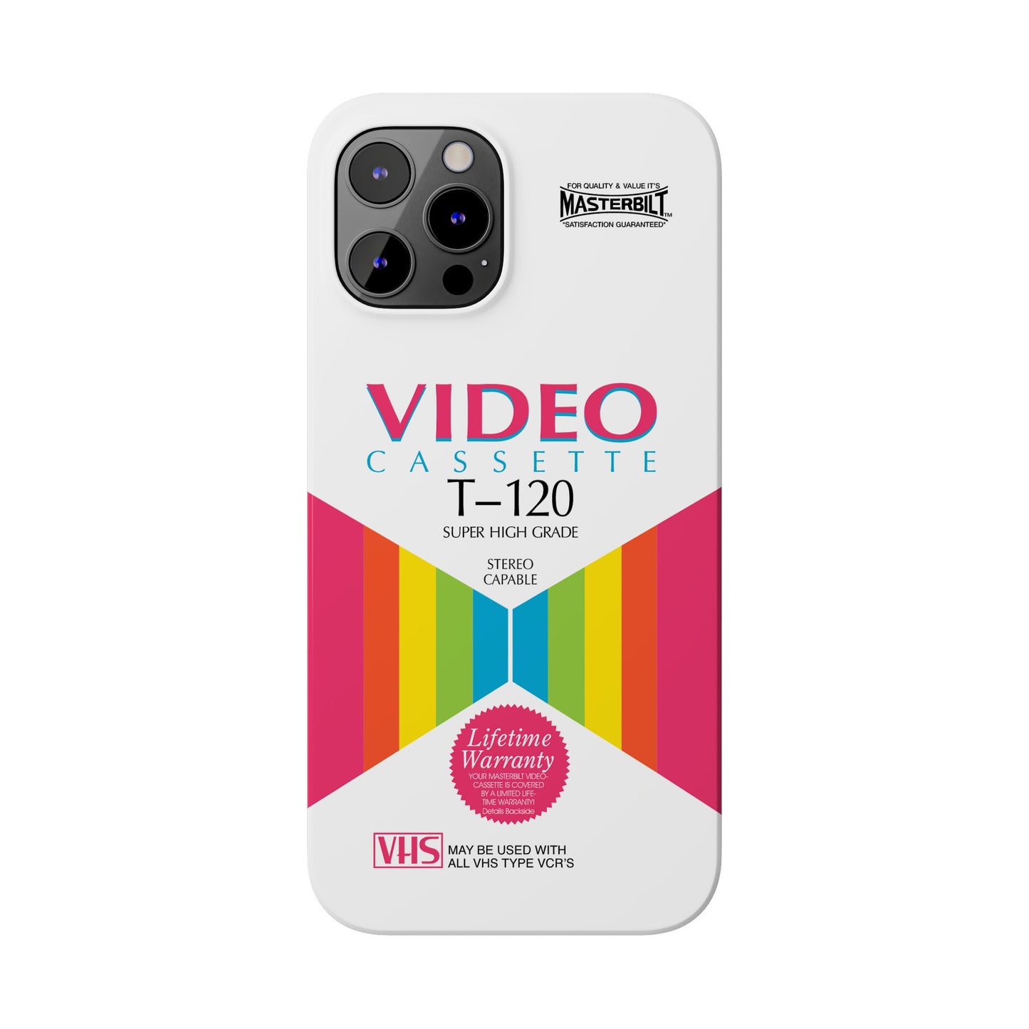 VHS Visions - retro Masterbilt T-120 Super High Grade VHS tape inspired slim iPhone cases