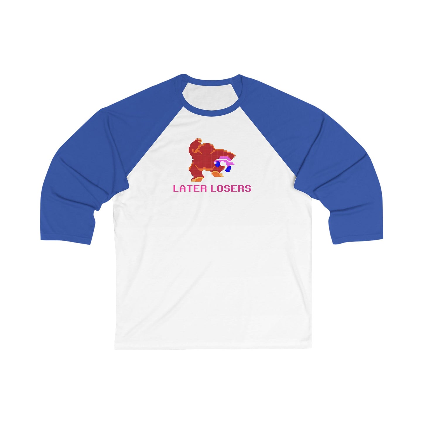 8-bit Legends: DonkeyKong "LATER LOSERS" unisex 3/4 sleeve baseball t-shirt
