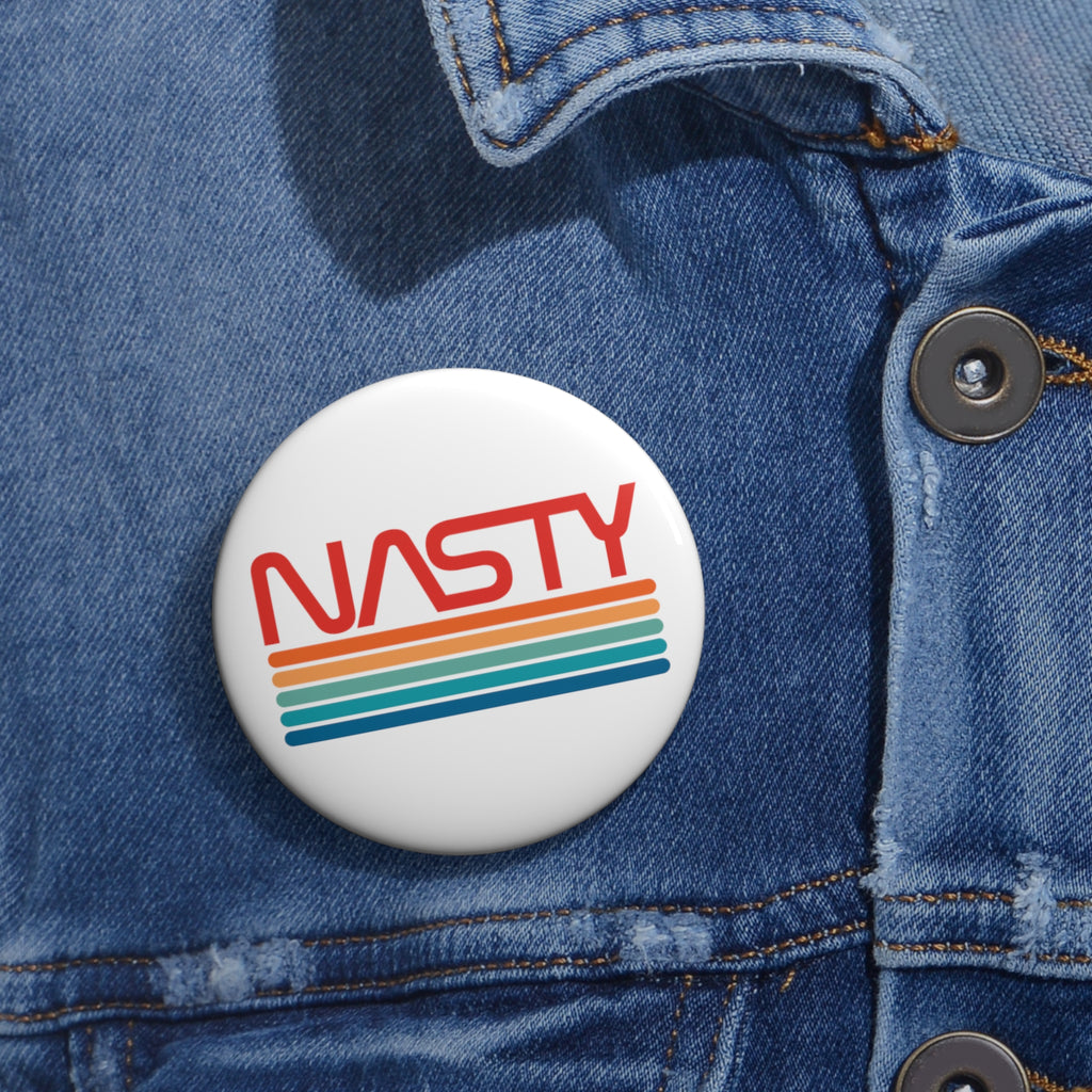 NASTY vintage rainbow NASA logo inspired pin buttons - Rerun Designs