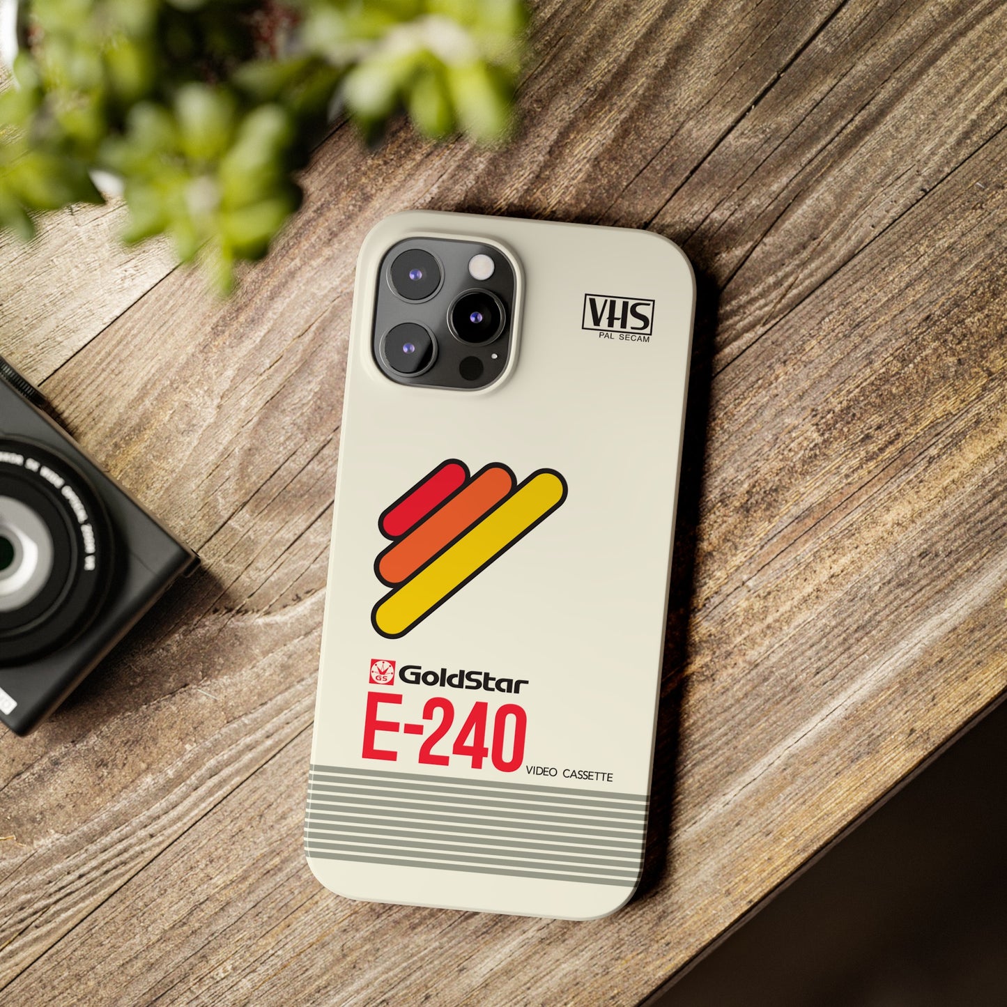 VHS Visions - retro Goldstar E-240 VHS tape inspired slim iPhone cases