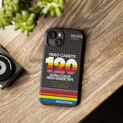 VHS Visions - retro RECOTON Ultra Color High Grade HQ 120 VHS tape inspired slim iPhone cases