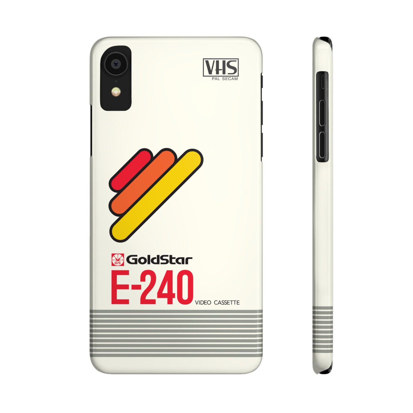 VHS Visions - retro Goldstar E-240 VHS tape inspired slim iPhone cases