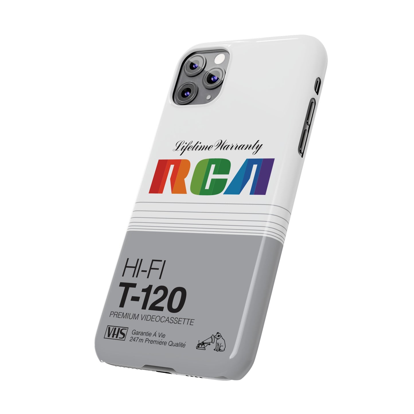 VHS Visions - retro RCA HI FI T-120 VHS tape inspired slim iPhone cases