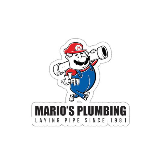 Marios Plumbing Laying Pipe Since 1981 - vinyl die cut sticker