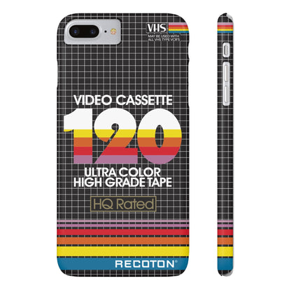 VHS Visions - retro RECOTON Ultra Color High Grade HQ 120 VHS tape inspired slim iPhone cases