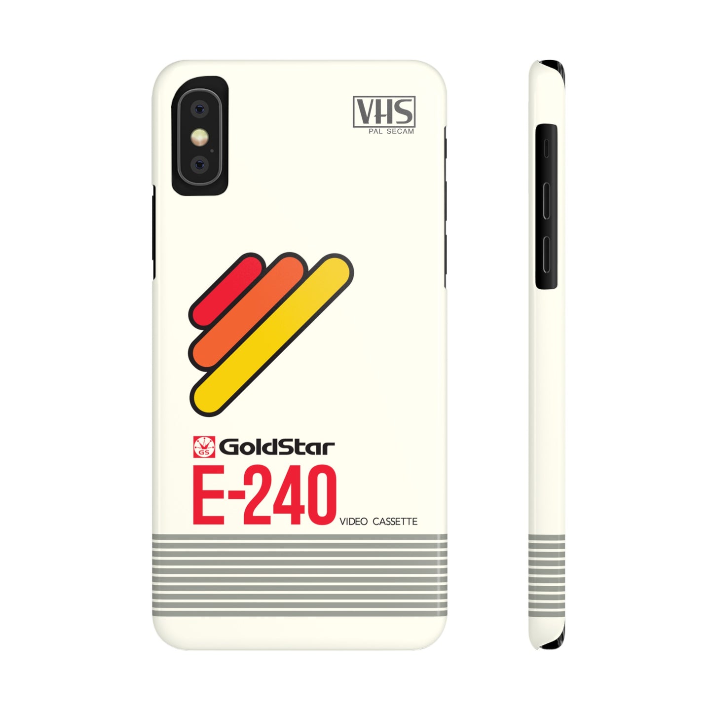 VHS Visions - retro Goldstar E-240 VHS tape inspired slim iPhone cases