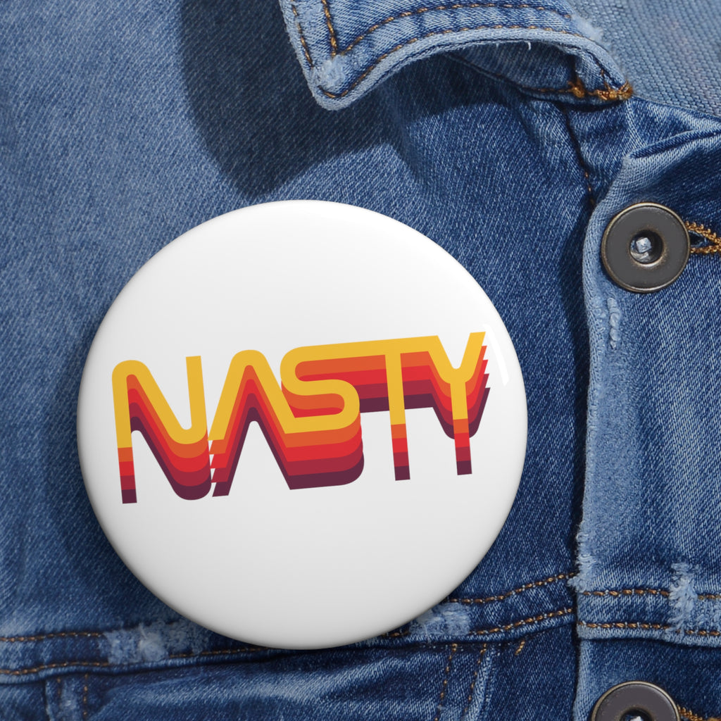 NASTY vintage sunset vibes NASA logo inspired pin buttons - Rerun Designs