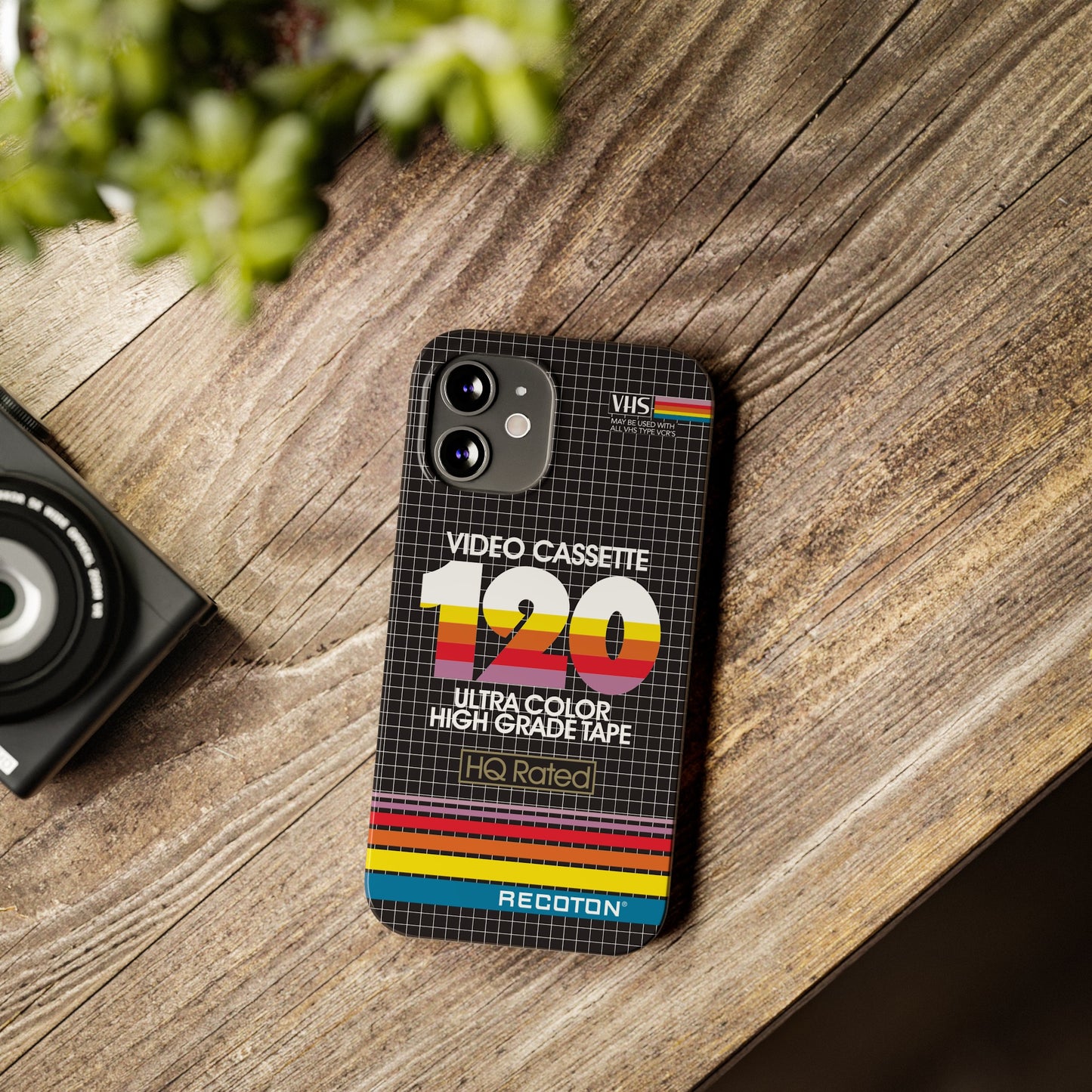 VHS Visions - retro RECOTON Ultra Color High Grade HQ 120 VHS tape inspired slim iPhone cases