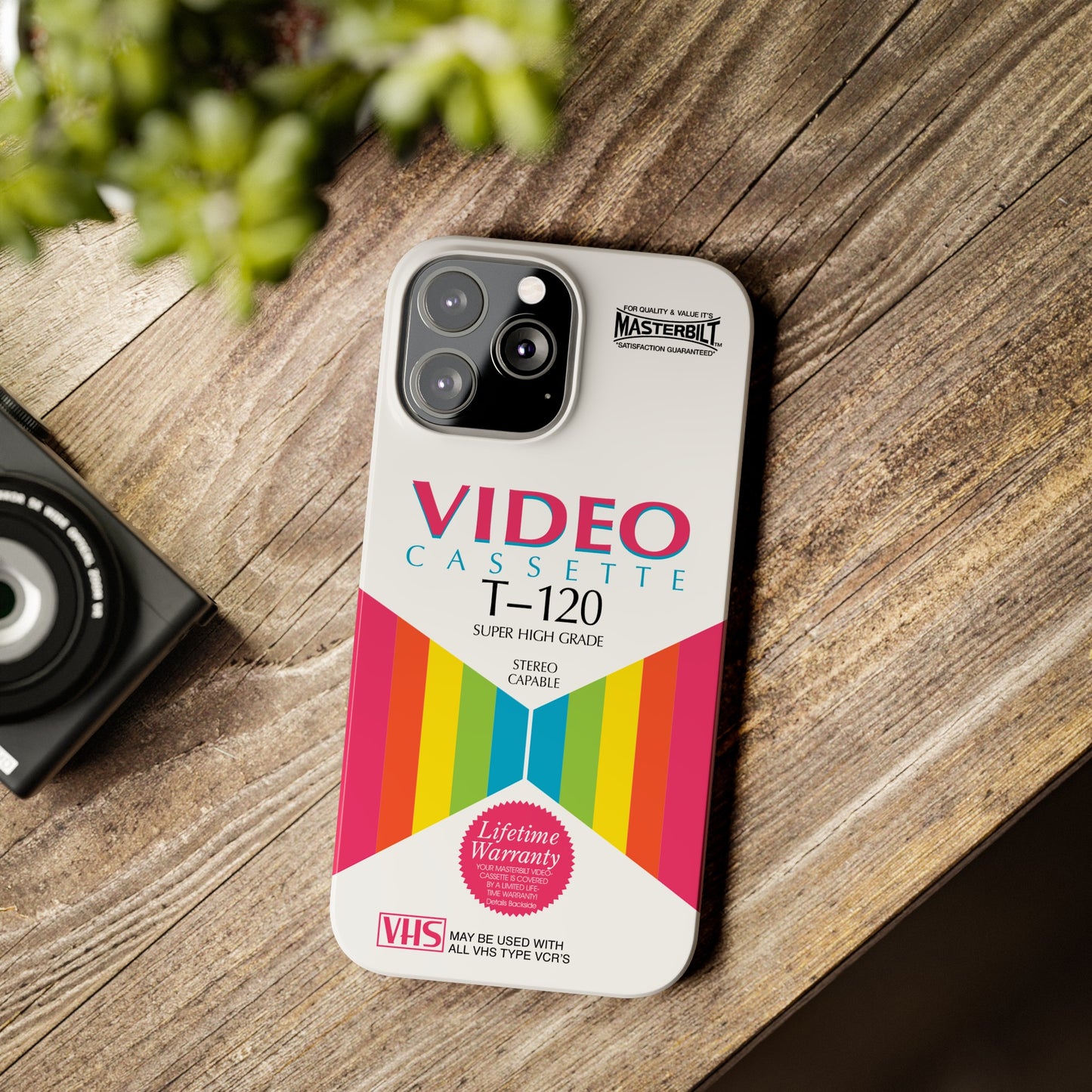 VHS Visions - retro Masterbilt T-120 Super High Grade VHS tape inspired slim iPhone cases
