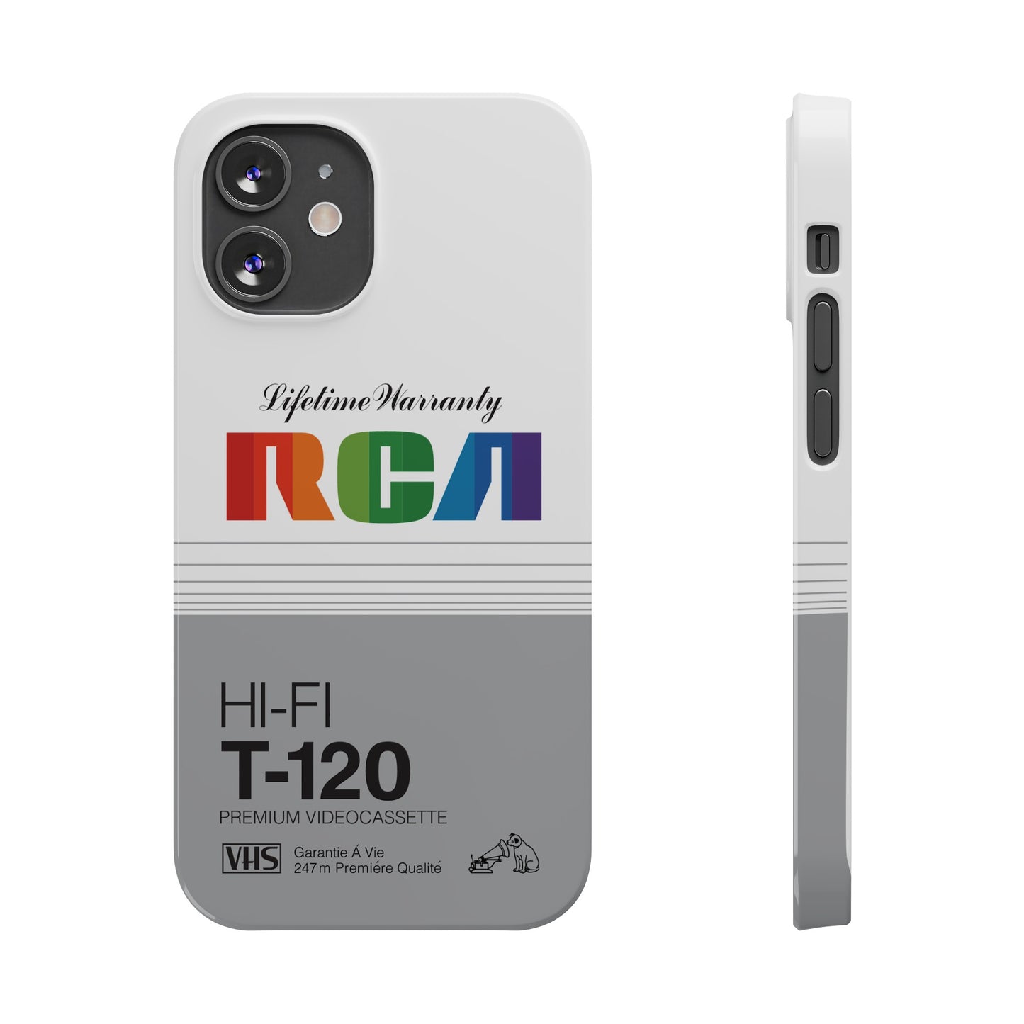 VHS Visions - retro RCA HI FI T-120 VHS tape inspired slim iPhone cases