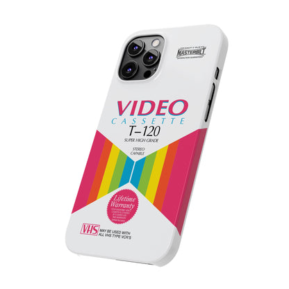 VHS Visions - retro Masterbilt T-120 Super High Grade VHS tape inspired slim iPhone cases