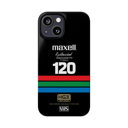 VHS Visions - retro Maxell Epitaxial T-120HGX VHS tape inspired slim iPhone cases