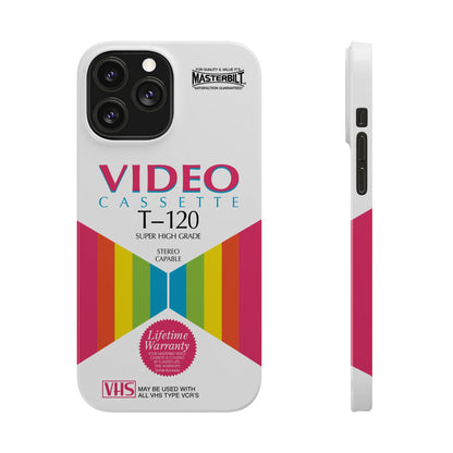 VHS Visions - retro Masterbilt T-120 Super High Grade VHS tape inspired slim iPhone cases