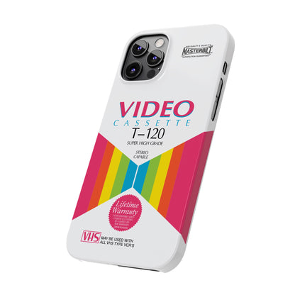 VHS Visions - retro Masterbilt T-120 Super High Grade VHS tape inspired slim iPhone cases