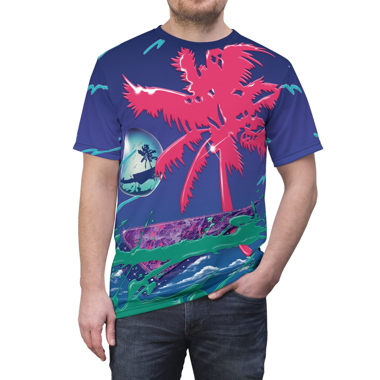 Pink Palm - Trapper Keeper inspired unisex cut & sew all over print tee