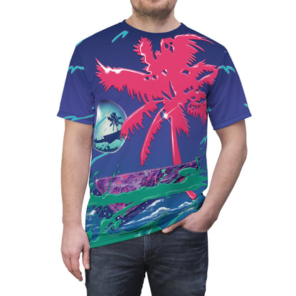 Pink Palm - Trapper Keeper inspired unisex cut & sew all over print tee
