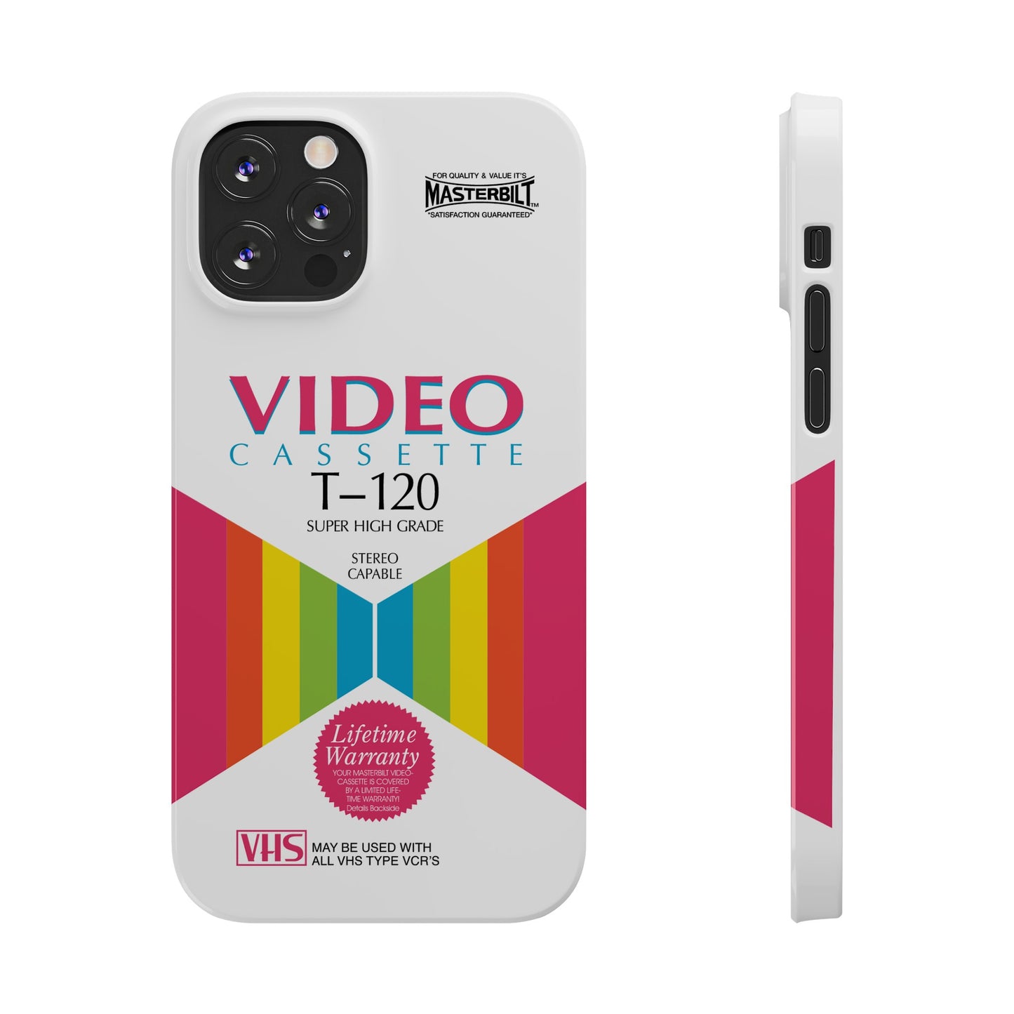 VHS Visions - retro Masterbilt T-120 Super High Grade VHS tape inspired slim iPhone cases