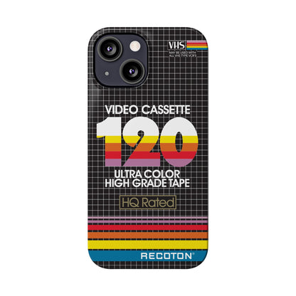 VHS Visions - retro RECOTON Ultra Color High Grade HQ 120 VHS tape inspired slim iPhone cases
