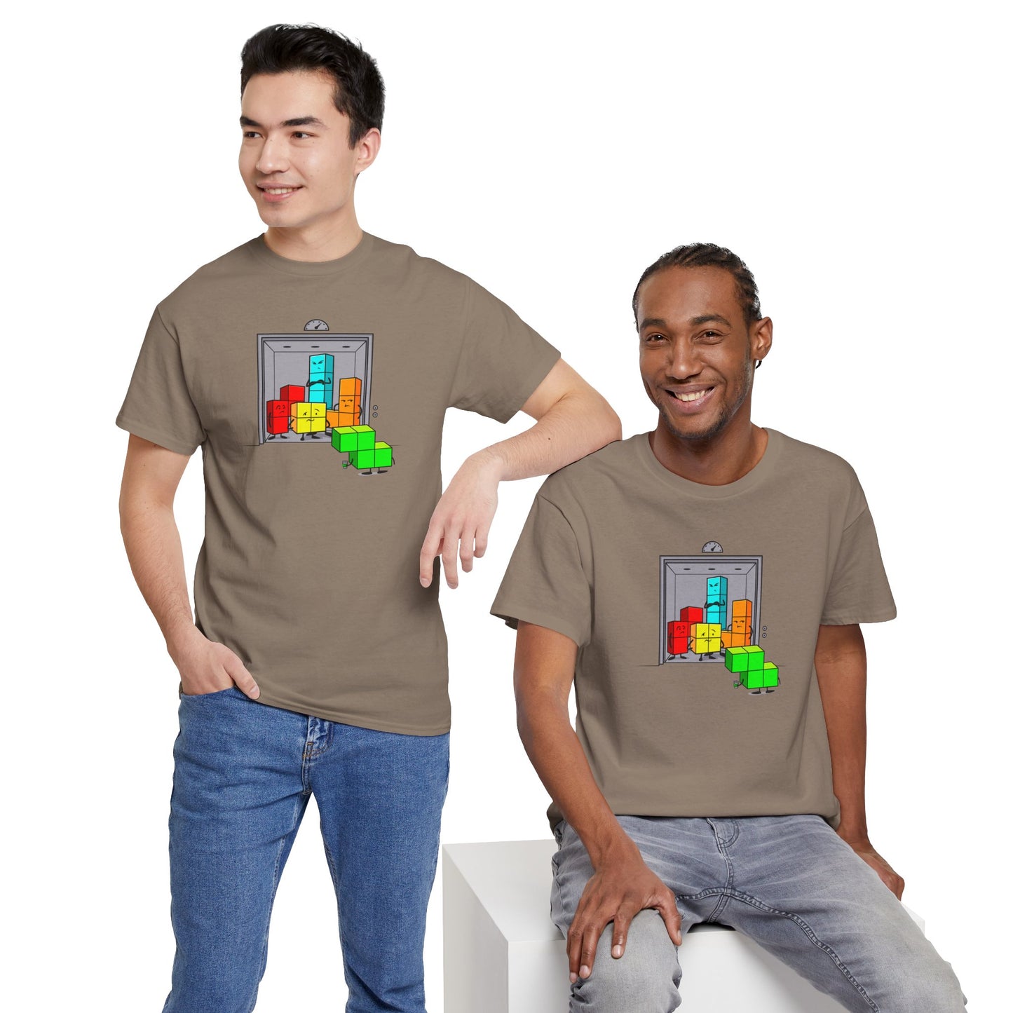 NES Tetris-inspired crowded elevator character mascot unisex t-shirt