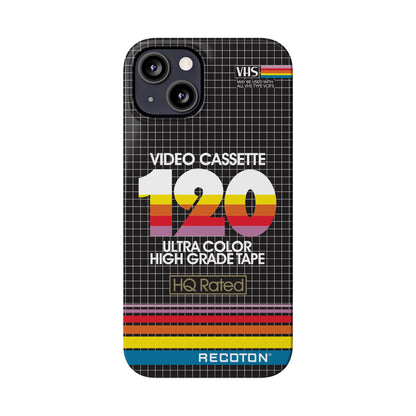 VHS Visions - retro RECOTON Ultra Color High Grade HQ 120 VHS tape inspired slim iPhone cases