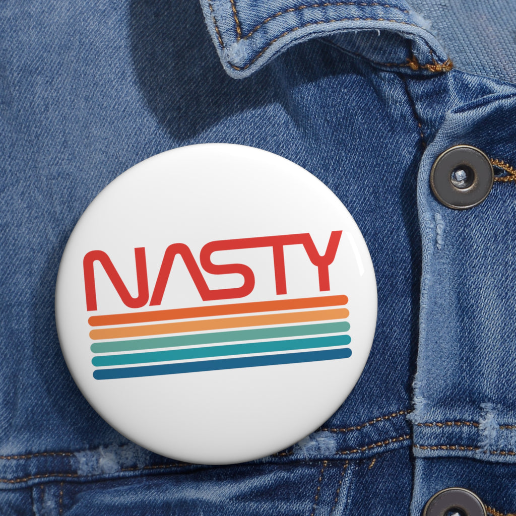 NASTY vintage rainbow NASA logo inspired pin buttons - Rerun Designs