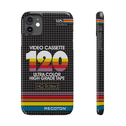 VHS Visions - retro RECOTON Ultra Color High Grade HQ 120 VHS tape inspired slim iPhone cases