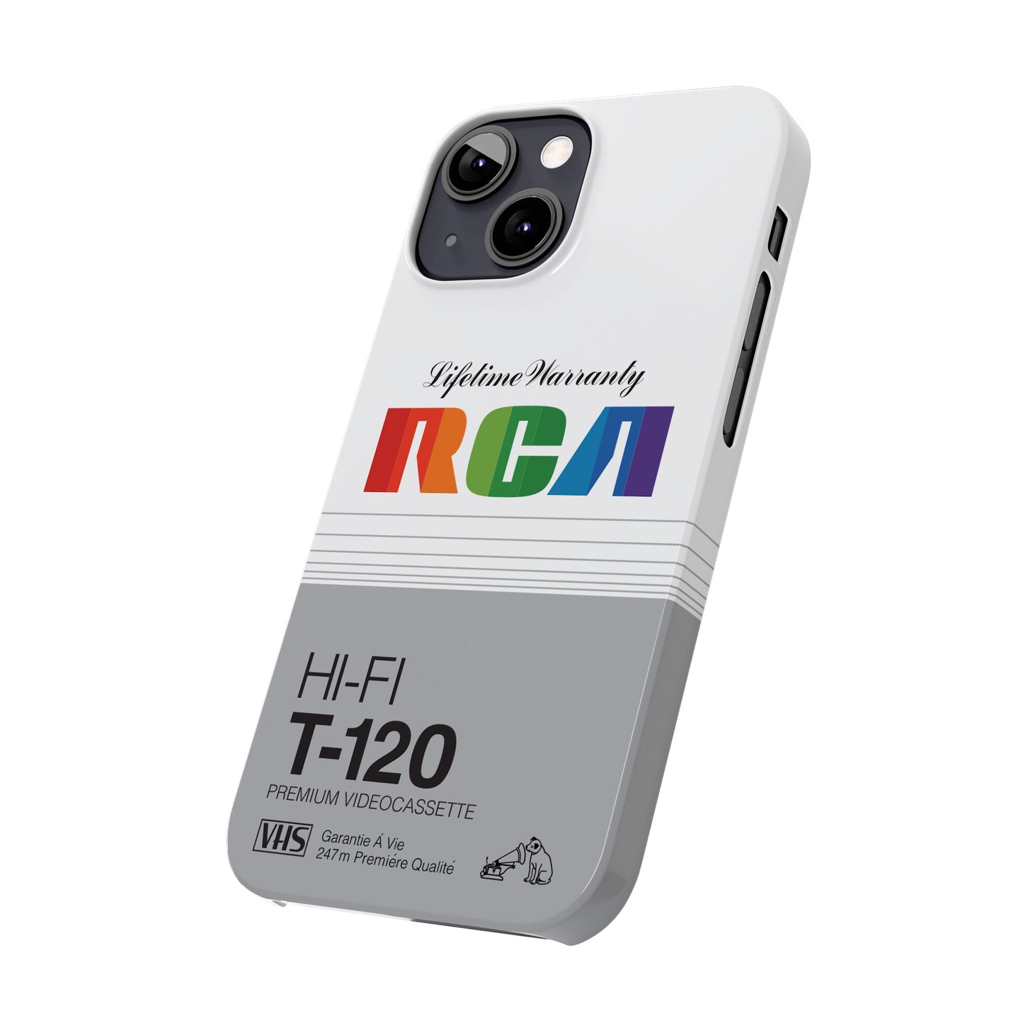 VHS Visions - retro RCA HI FI T-120 VHS tape inspired slim iPhone cases