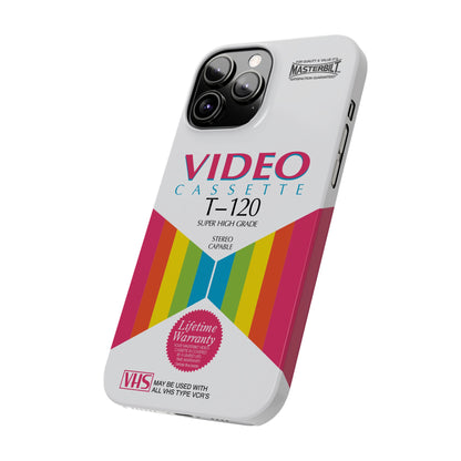 VHS Visions - retro Masterbilt T-120 Super High Grade VHS tape inspired slim iPhone cases