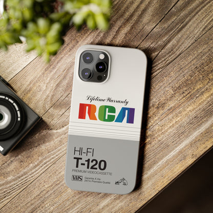 VHS Visions - retro RCA HI FI T-120 VHS tape inspired slim iPhone cases