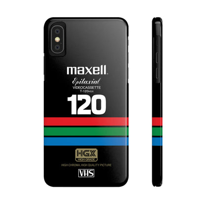 VHS Visions - retro Maxell Epitaxial T-120HGX VHS tape inspired slim iPhone cases