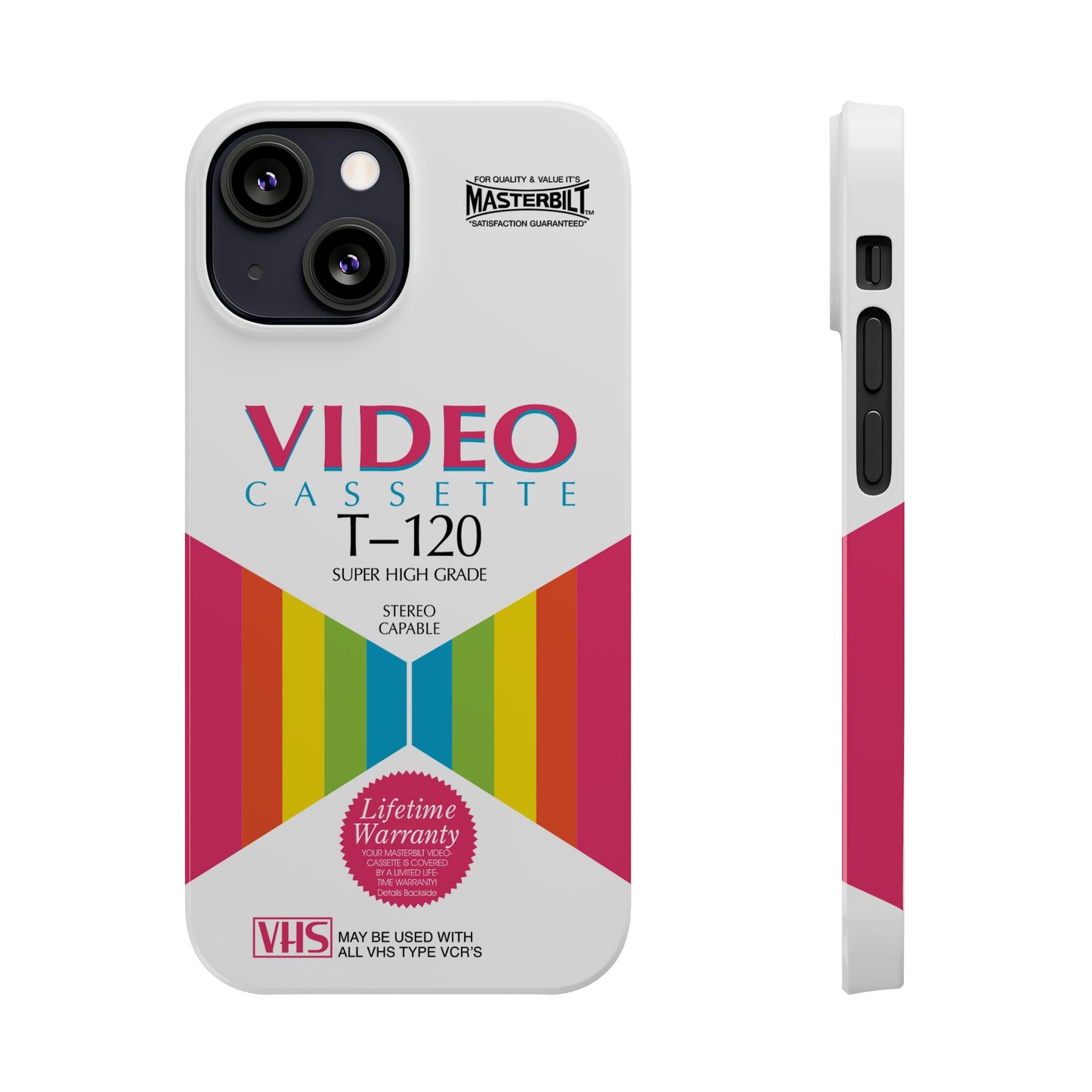 VHS Visions - retro Masterbilt T-120 Super High Grade VHS tape inspired slim iPhone cases