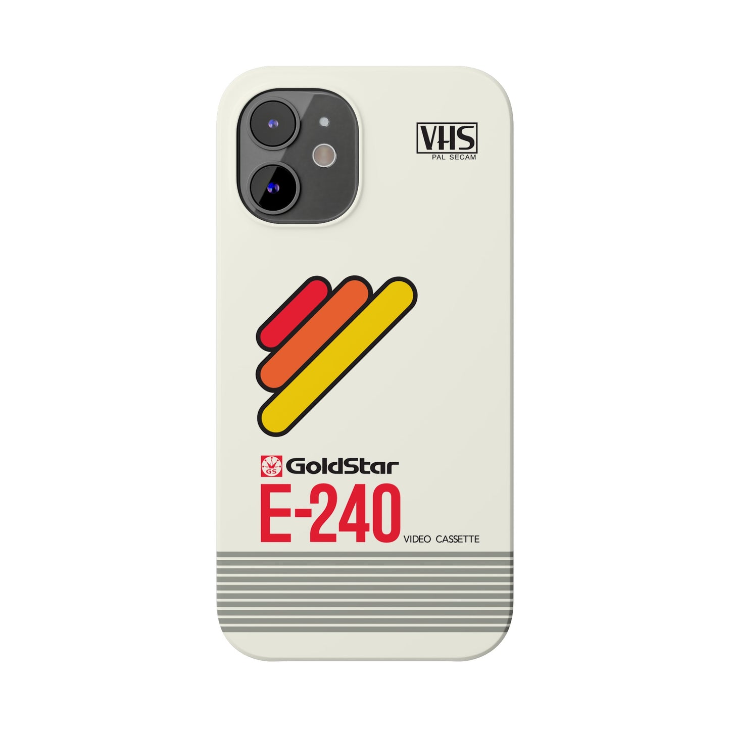 VHS Visions - retro Goldstar E-240 VHS tape inspired slim iPhone cases