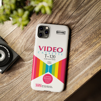 VHS Visions - retro Masterbilt T-120 Super High Grade VHS tape inspired slim iPhone cases