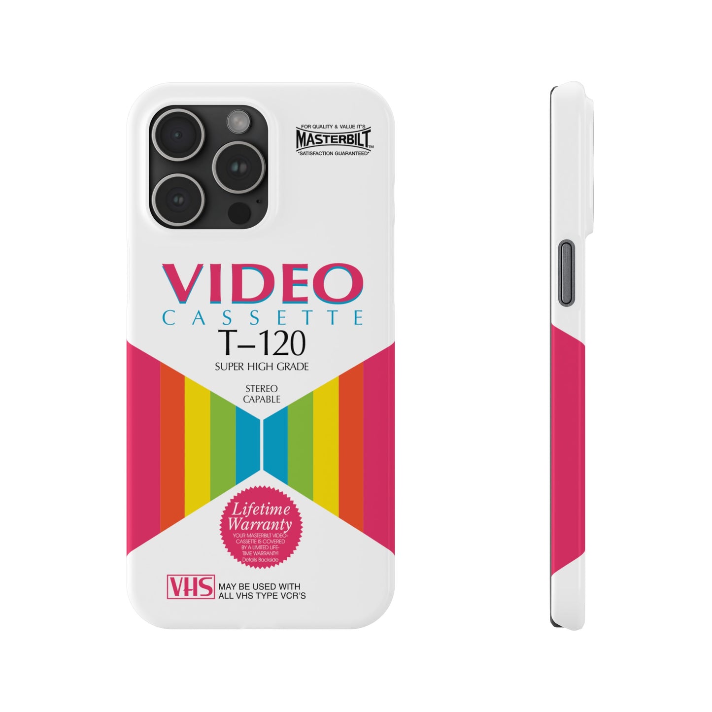 VHS Visions - retro Masterbilt T-120 Super High Grade VHS tape inspired slim iPhone cases