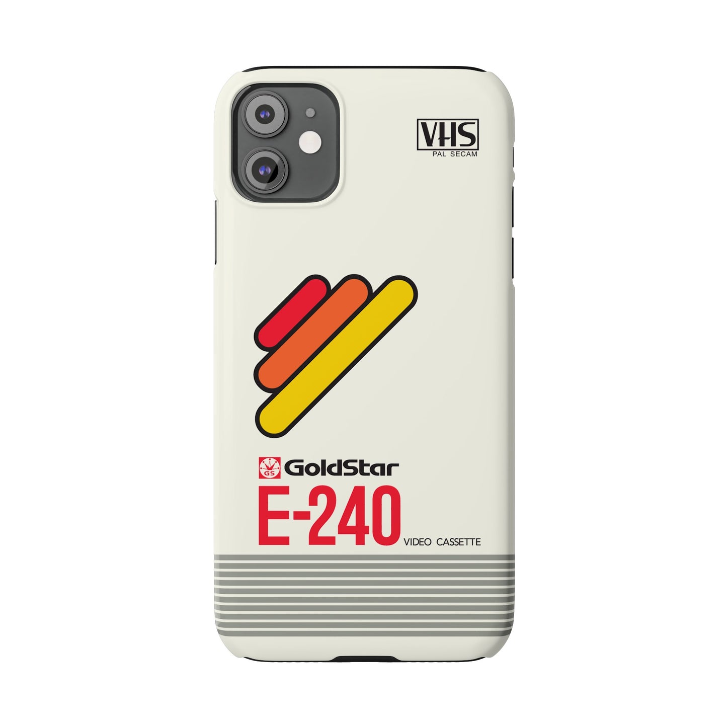 VHS Visions - retro Goldstar E-240 VHS tape inspired slim iPhone cases