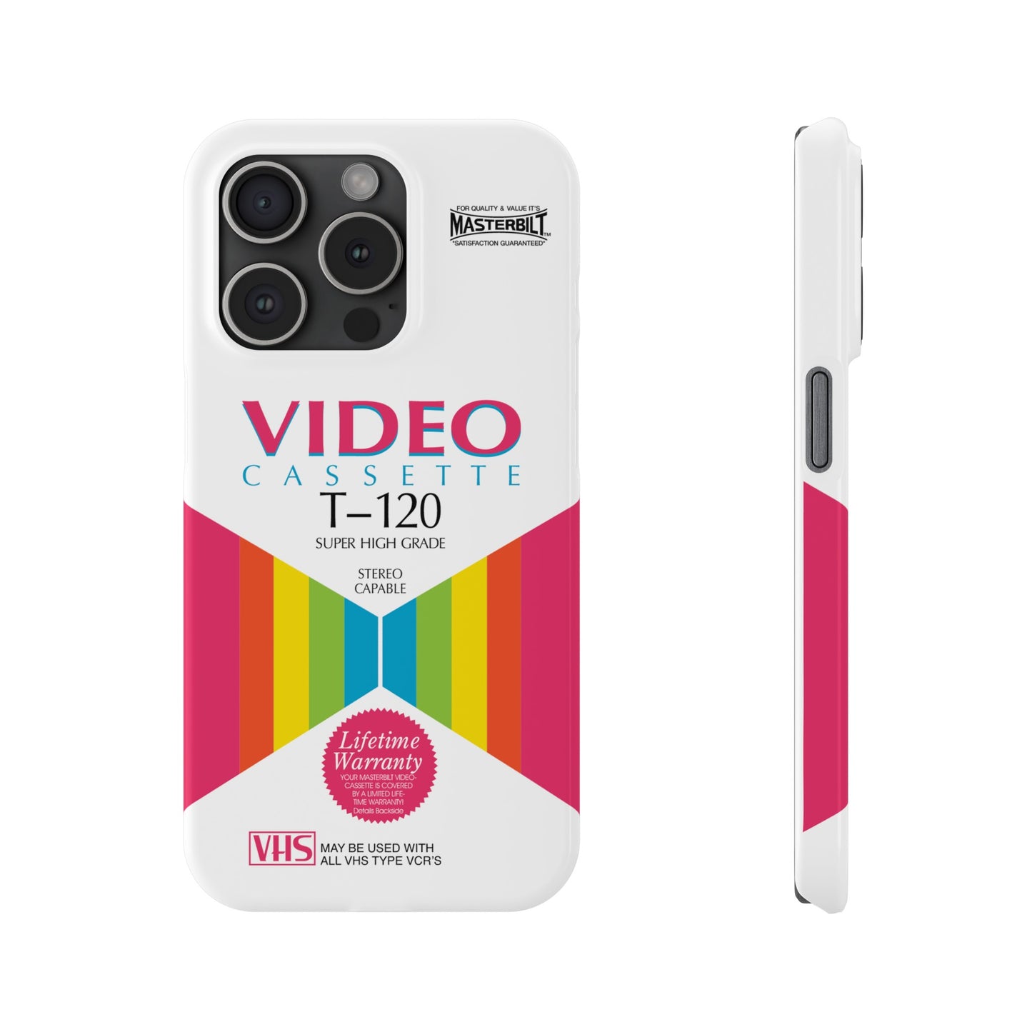 VHS Visions - retro Masterbilt T-120 Super High Grade VHS tape inspired slim iPhone cases