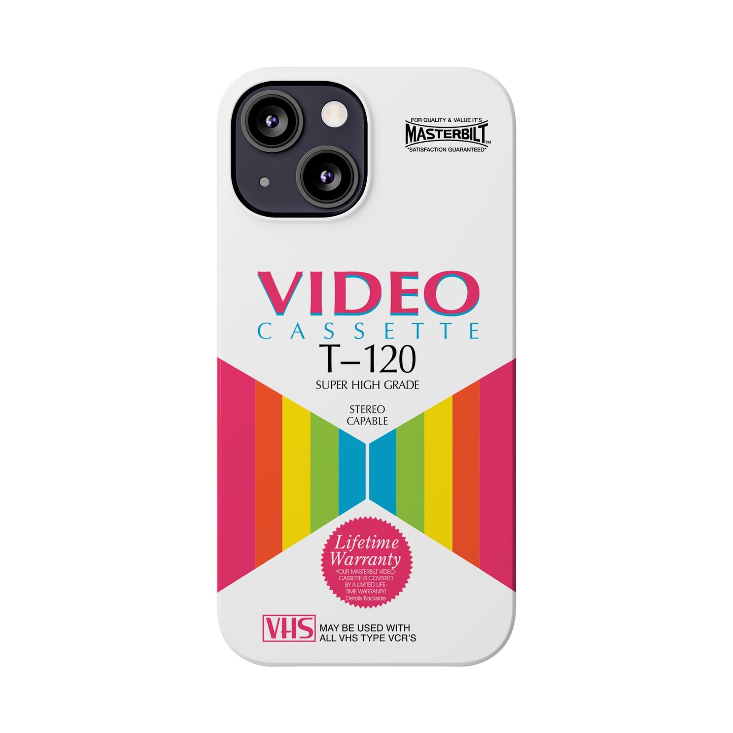 VHS Visions - retro Masterbilt T-120 Super High Grade VHS tape inspired slim iPhone cases