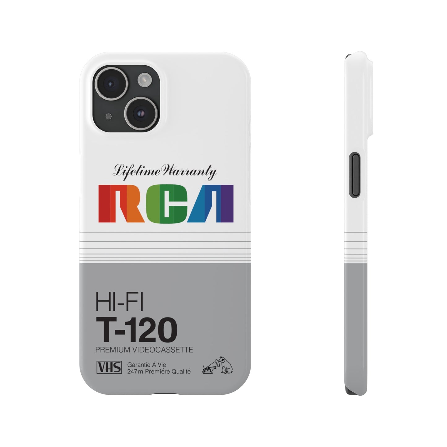 VHS Visions - retro RCA HI FI T-120 VHS tape inspired slim iPhone cases