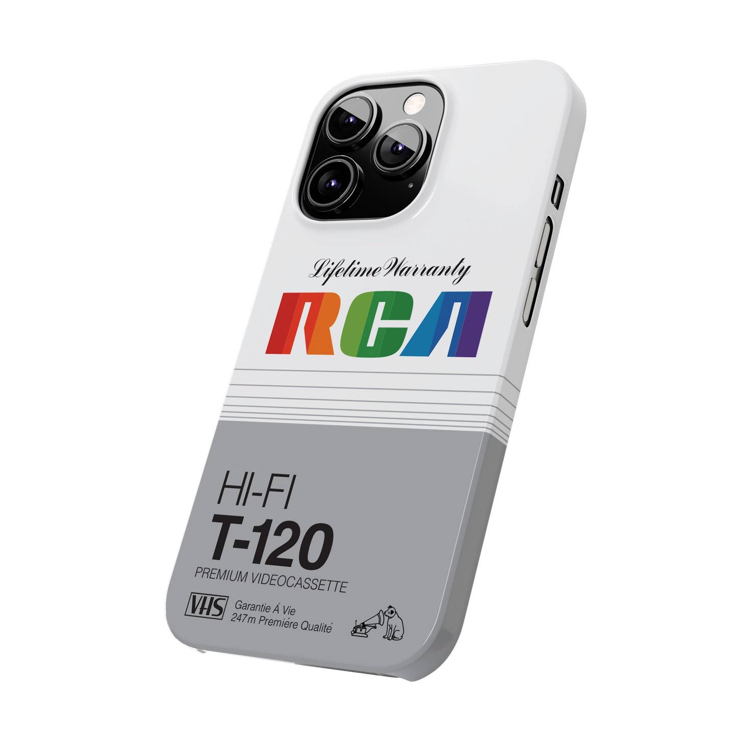 VHS Visions - retro RCA HI FI T-120 VHS tape inspired slim iPhone cases