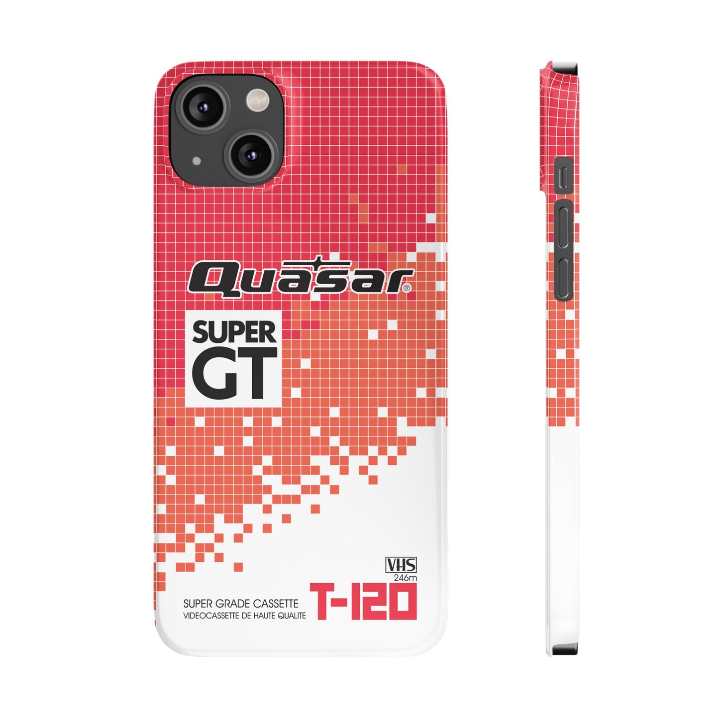 VHS Visions - retro Quasar Super GT T-120 VHS tape inspired slim iPhone cases