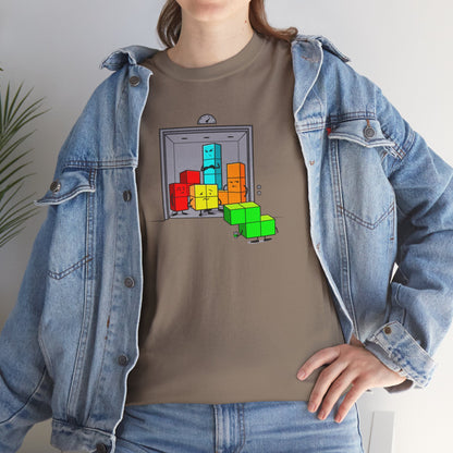 NES Tetris-inspired crowded elevator character mascot unisex t-shirt