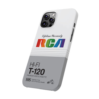 VHS Visions - retro RCA HI FI T-120 VHS tape inspired slim iPhone cases