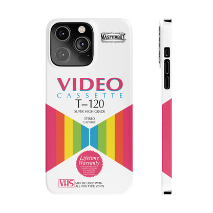 VHS Visions - retro Masterbilt T-120 Super High Grade VHS tape inspired slim iPhone cases