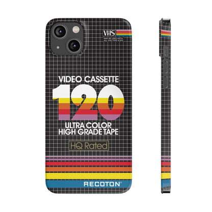VHS Visions - retro RECOTON Ultra Color High Grade HQ 120 VHS tape inspired slim iPhone cases